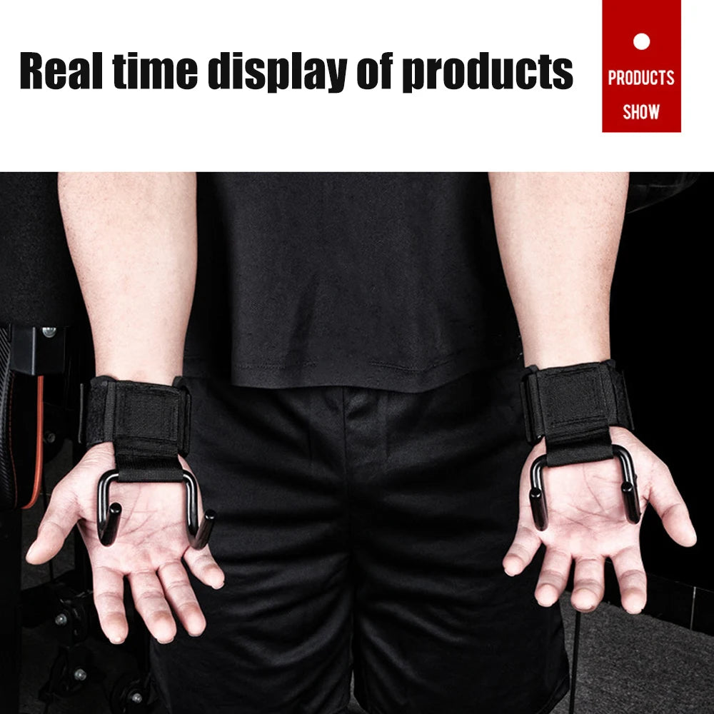 Tcare 2Pcs Adjustable Steel Hook Grips Straps Weight Lifting Strength Training Gym Fitness Wrist Support Lift Strap Pull-up Hook