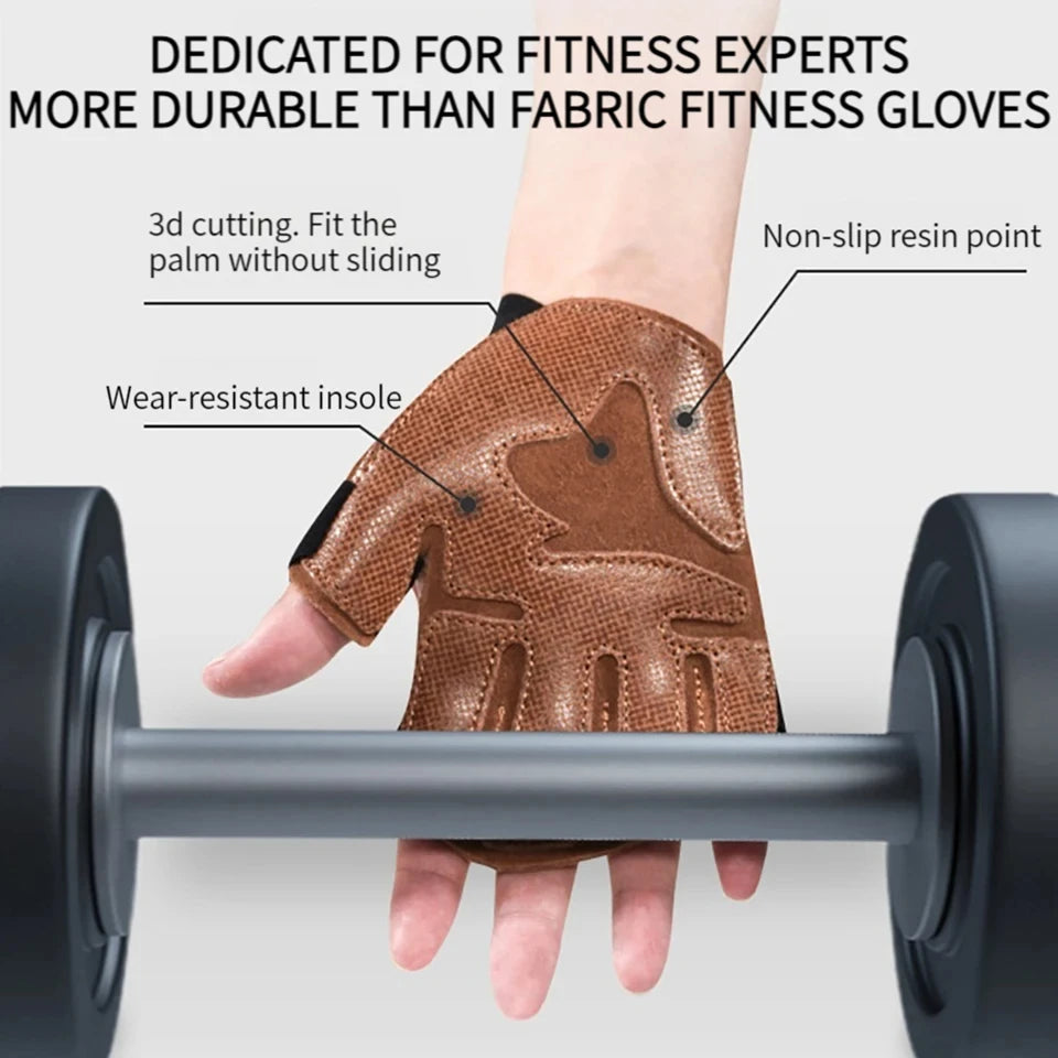 Cowhide Ventilated Weightlifting Gloves