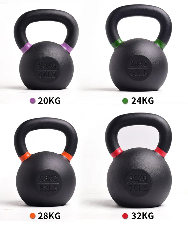 4-24kg Cast Iron Kettle Bell Men's Fitness Home Competitive Spraying Kettle Bell Kettleb