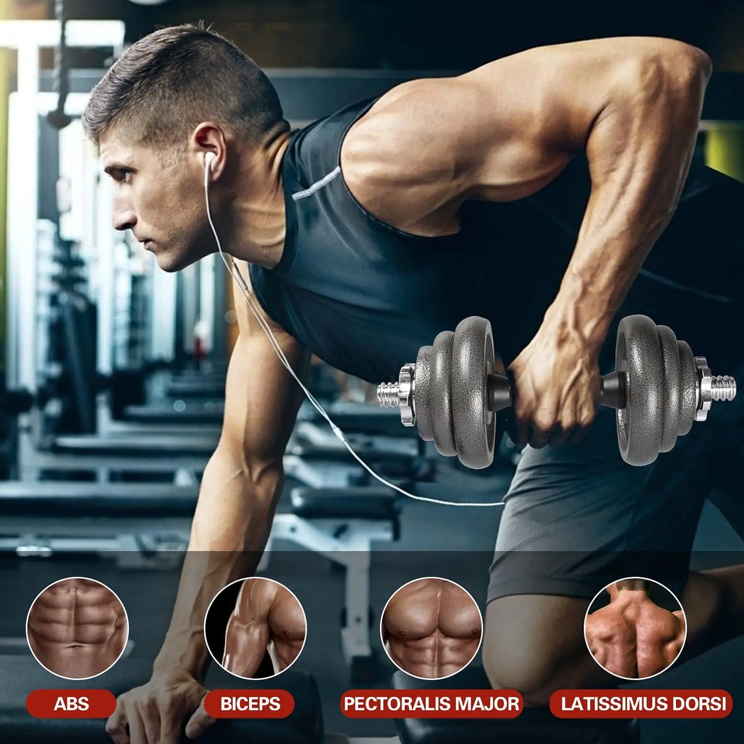 Adjustable Dumbbells Set, Set Bodybuilding Fitness, Weight Lifting Training Cast Iron