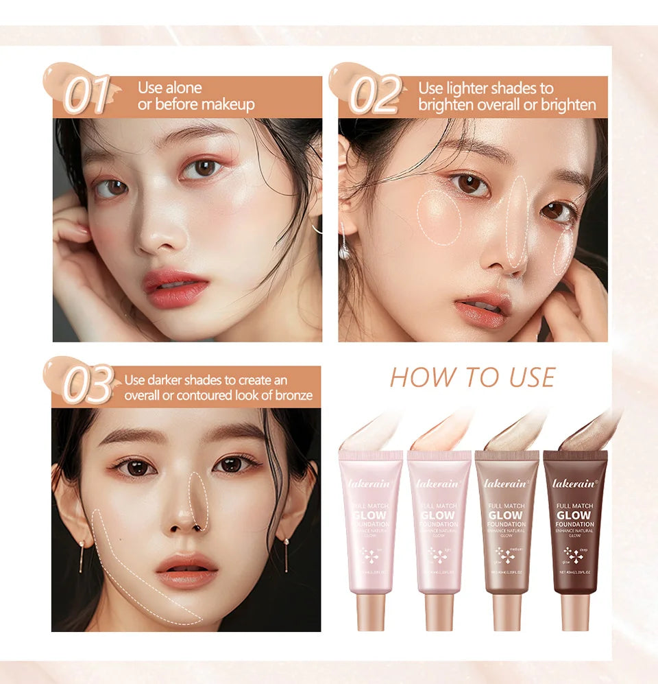 Natural Glow Enhancer Foundation Glowing Moisturizing Lightweight base Multi-purpose Face Body Glitter Cream Bronzer For Paris