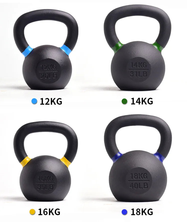 4-24kg Cast Iron Kettle Bell Men's Fitness Home Competitive Spraying Kettle Bell Kettleb