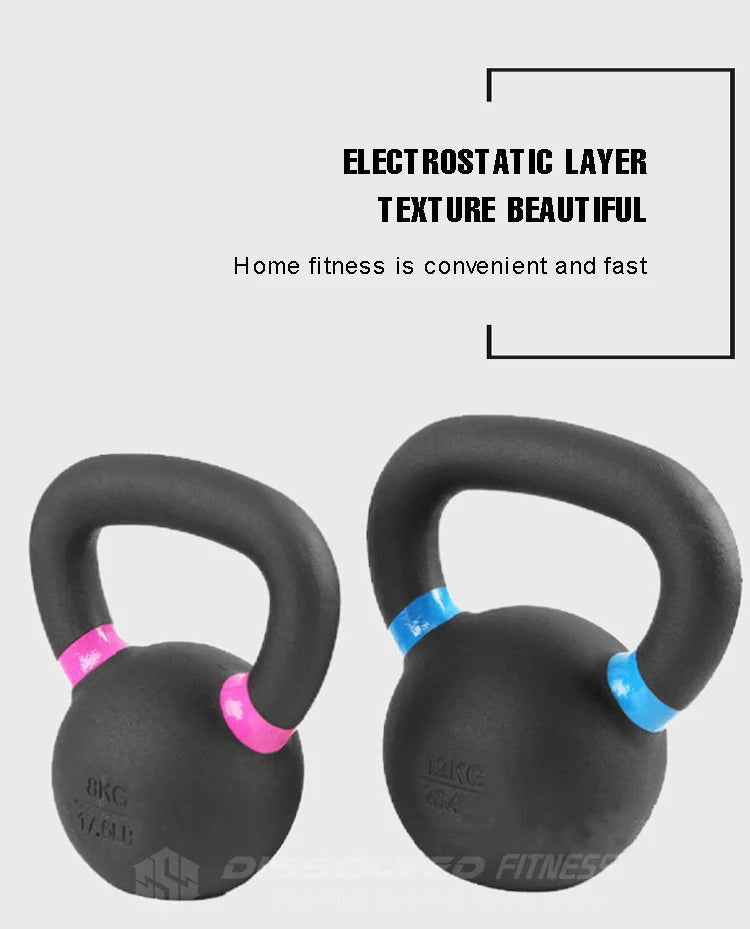 4-24kg Cast Iron Kettle Bell Men's Fitness Home Competitive Spraying Kettle Bell Kettleb