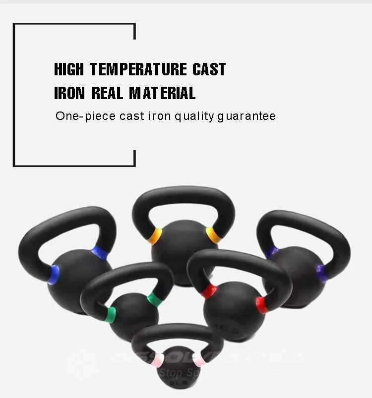 4-24kg Cast Iron Kettle Bell Men's Fitness Home Competitive Spraying Kettle Bell Kettleb