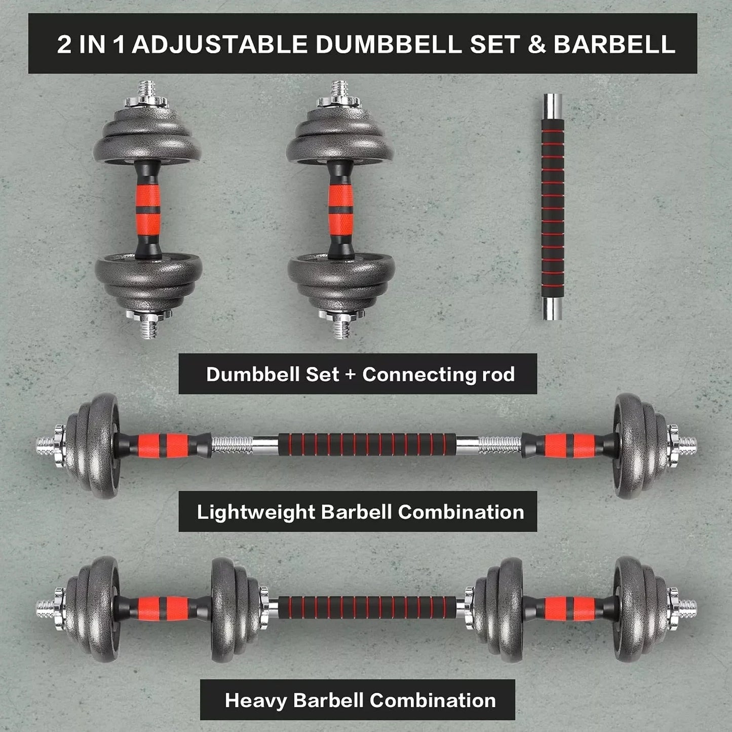 Adjustable Dumbbells Set, Set Bodybuilding Fitness, Weight Lifting Training Cast Iron