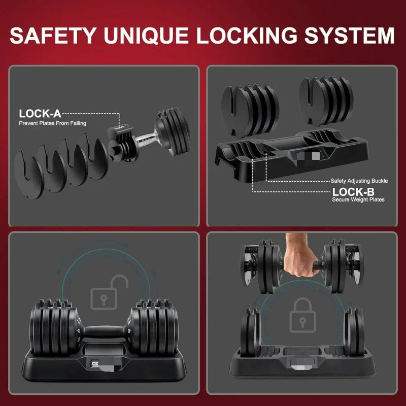 AQCDCASA Adjustable Dumbbells Weights,25LB/55LBS Multiweight Options Dumbbell with Anti-Slip Metal Handle for Home Workout Fitne