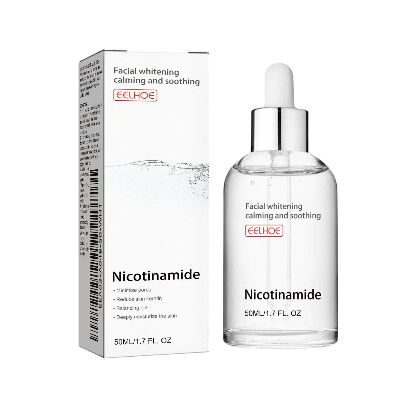 Niacinamide Facial Serum: fades acne marks, hydrates and moisturizes, minimizes pores, brightens skin, skin-beautifying essence.