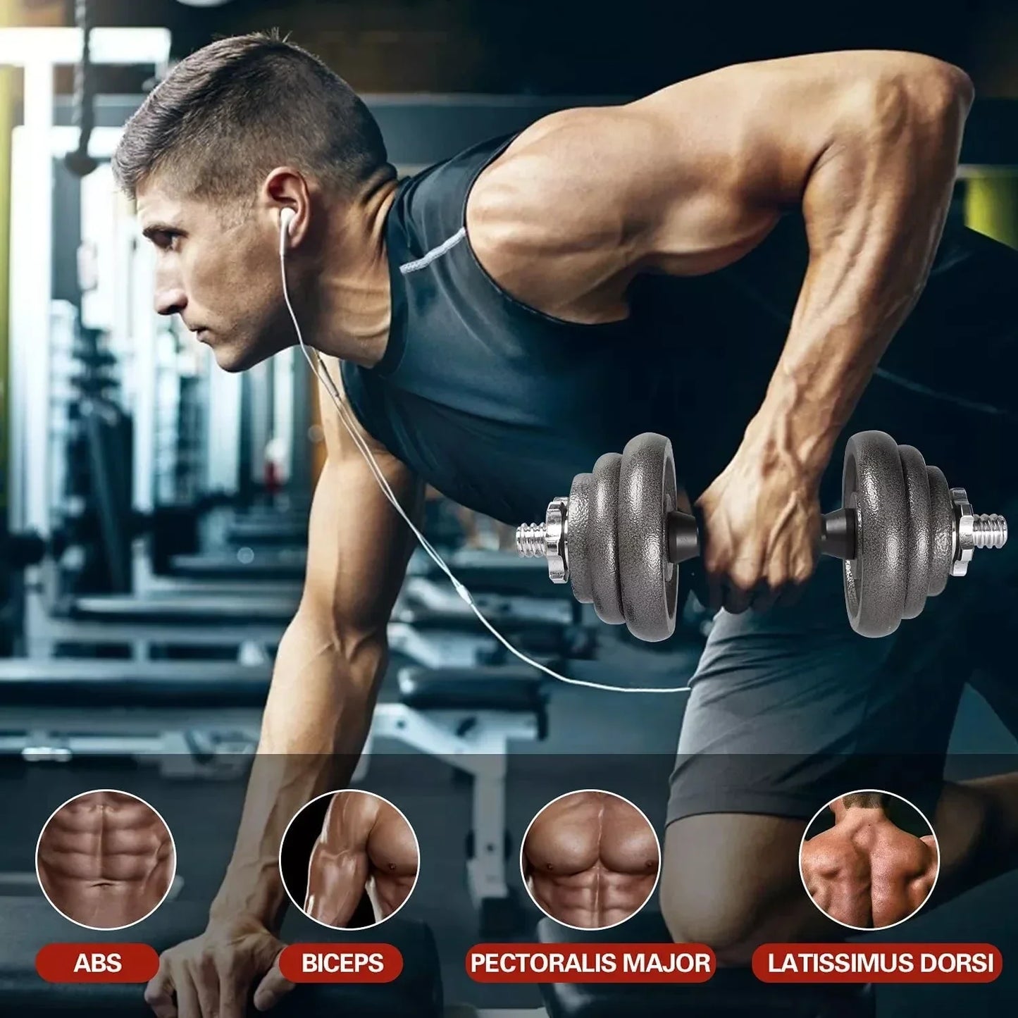 Adjustable Dumbbells Set, Set Bodybuilding Fitness, Weight Lifting Training Cast Iron