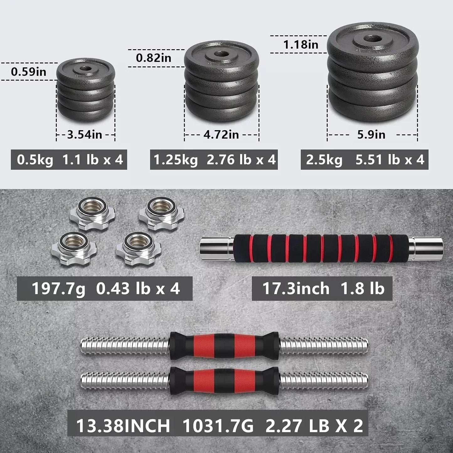 Adjustable Dumbbells Set, Set Bodybuilding Fitness, Weight Lifting Training Cast Iron