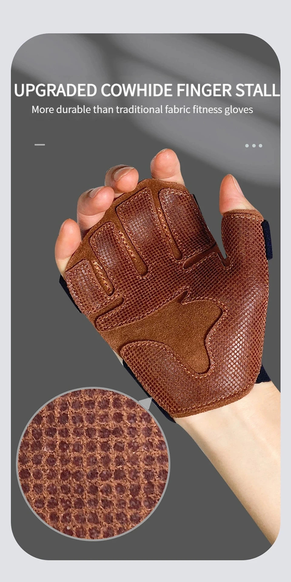 Cowhide Ventilated Weightlifting Gloves