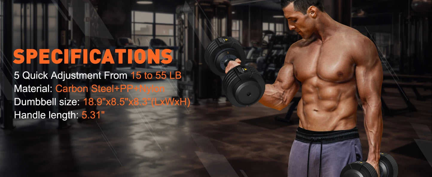 Adjustable Dumbbells Set 5-55 lbs