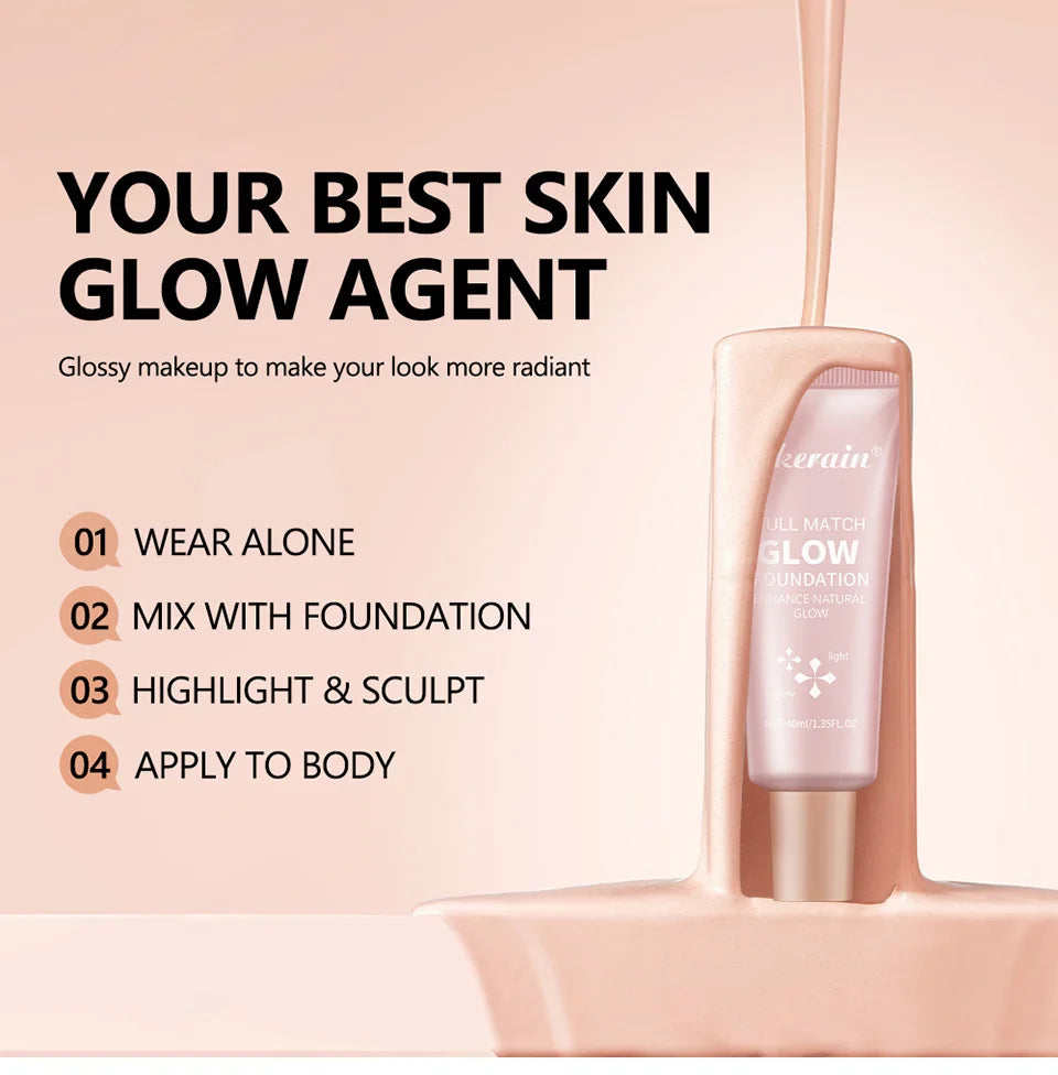 Natural Glow Enhancer Foundation Glowing Moisturizing Lightweight base Multi-purpose Face Body Glitter Cream Bronzer For Paris