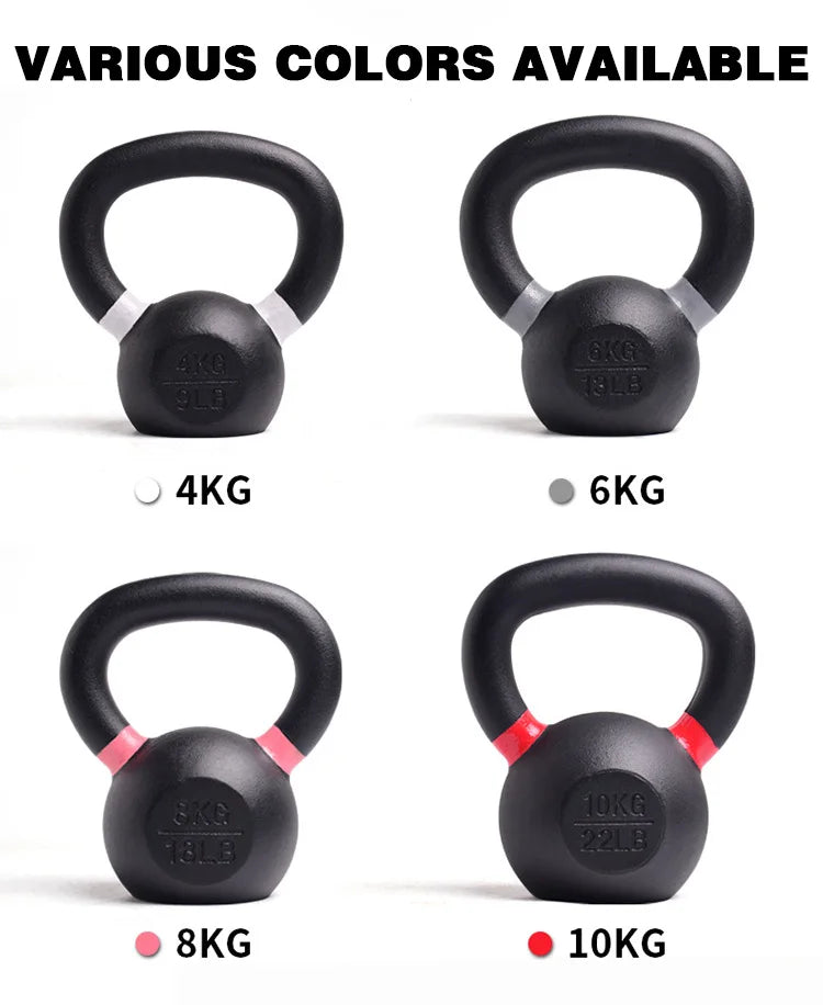 4-24kg Cast Iron Kettle Bell Men's Fitness Home Competitive Spraying Kettle Bell Kettleb