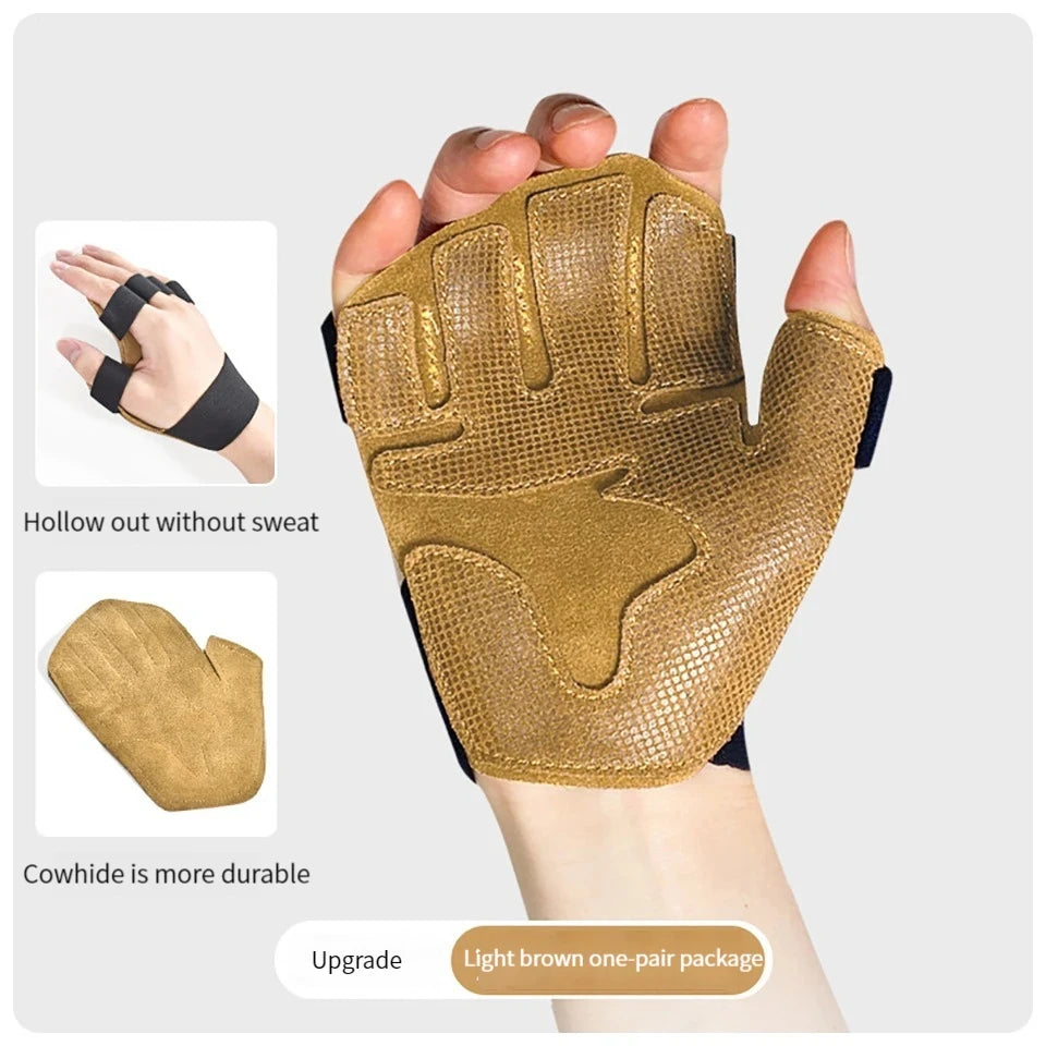 Cowhide Ventilated Weightlifting Gloves