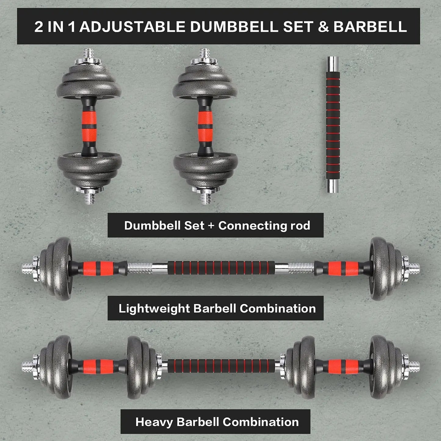 Adjustable Dumbbells Set, Set Bodybuilding Fitness, Weight Lifting Training Cast Iron