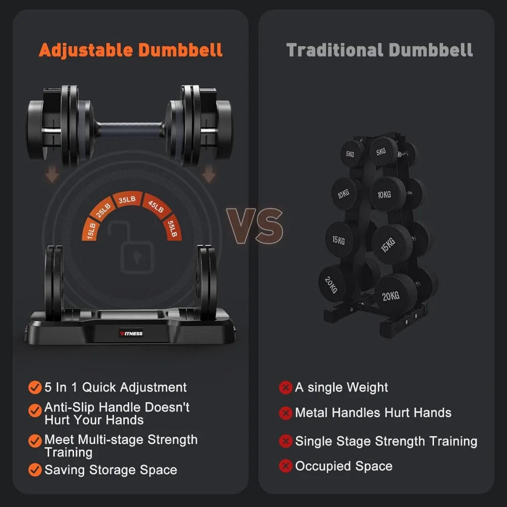 Adjustable Dumbbells Set 5-55 lbs