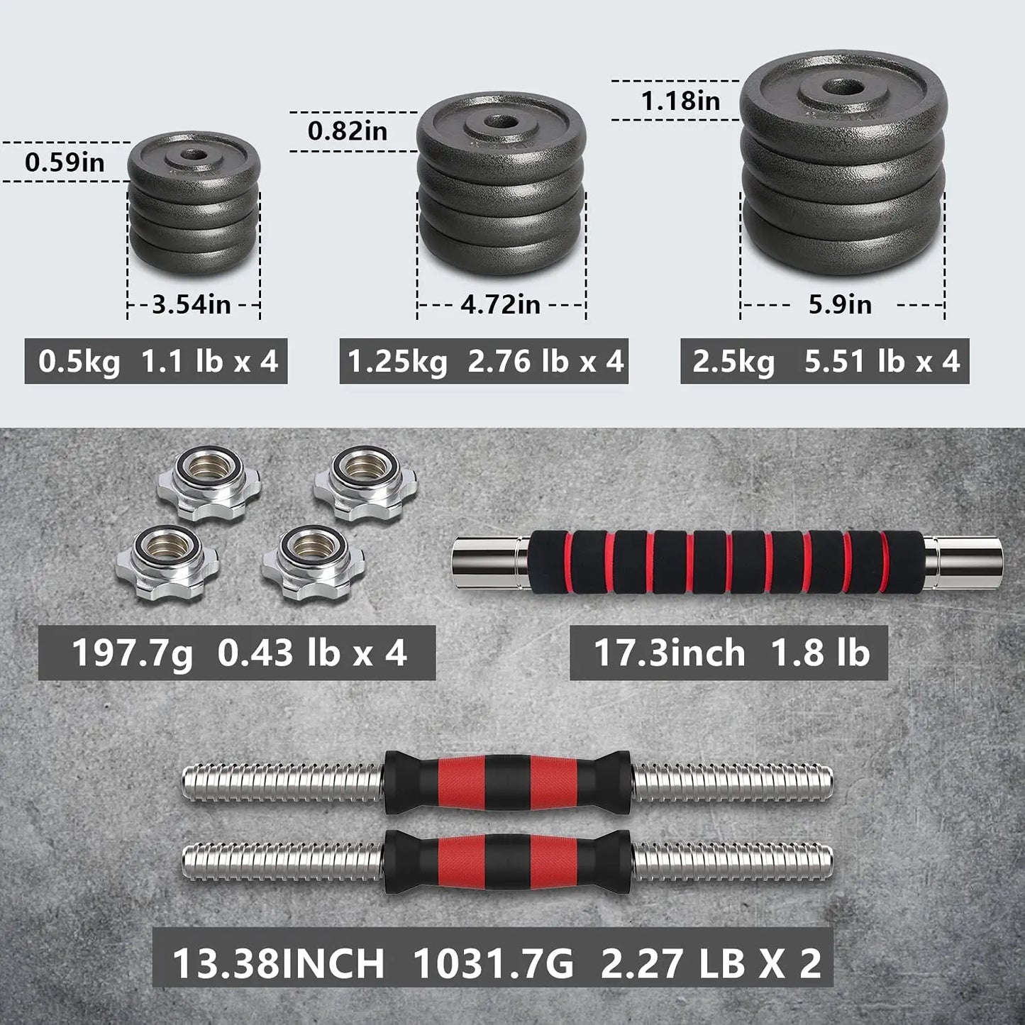 Adjustable Dumbbells Set, Set Bodybuilding Fitness, Weight Lifting Training Cast Iron