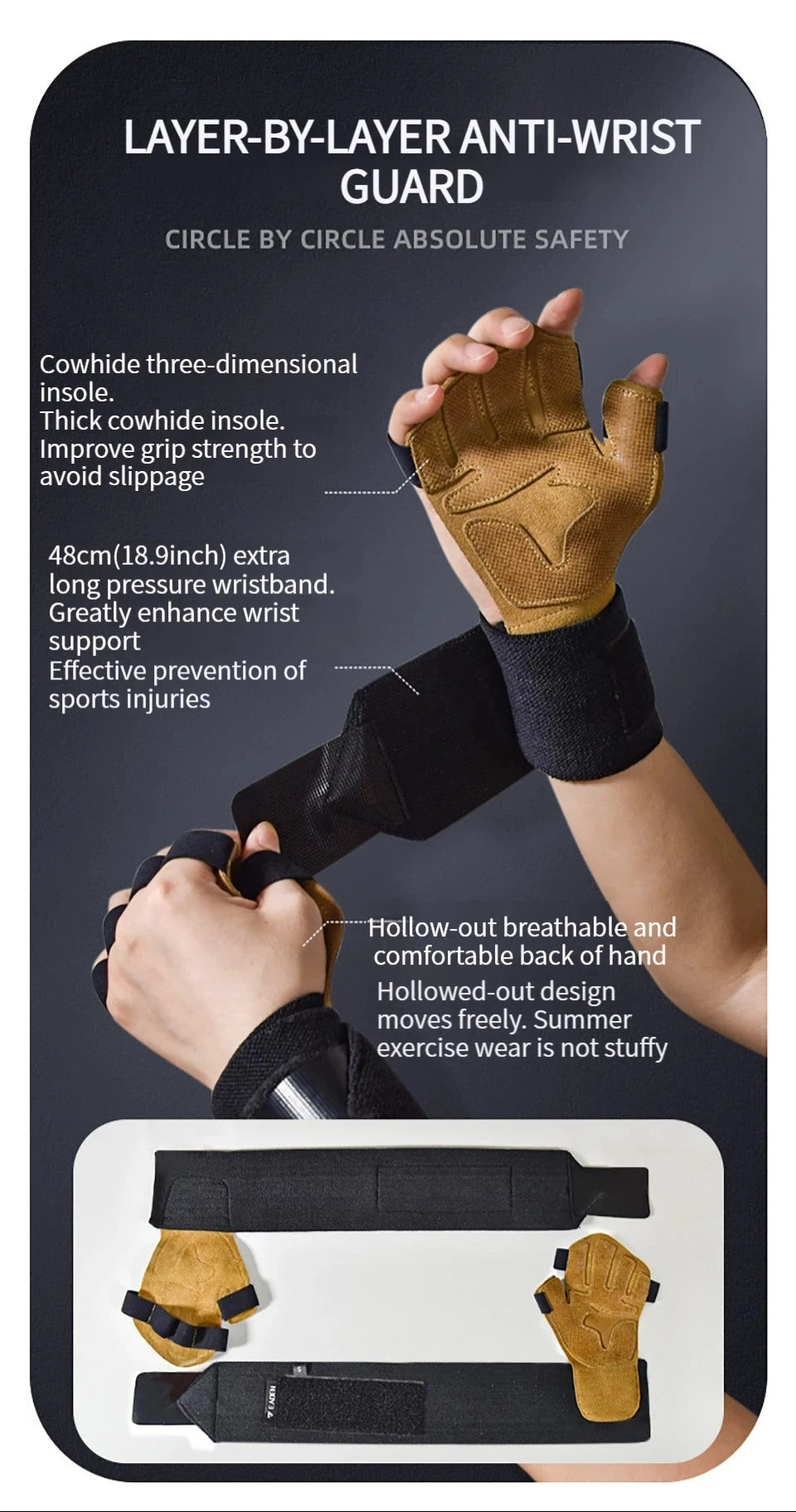 Cowhide Ventilated Weightlifting Gloves