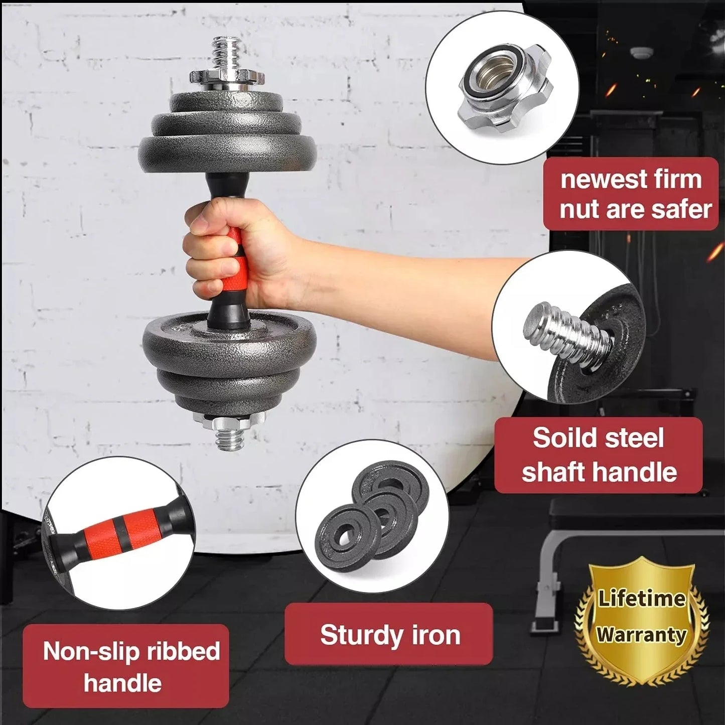 Adjustable Dumbbells Set, Set Bodybuilding Fitness, Weight Lifting Training Cast Iron