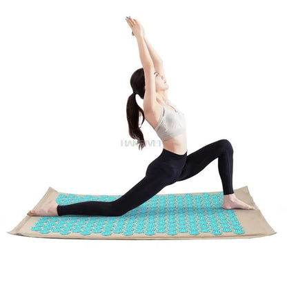 Fitness Yoga Spiky Mat Lotus Acupuncture Massage Mat Bed Pilates Linen Cotton Yoga Massager Cushion for Neck & Back Pain Relief