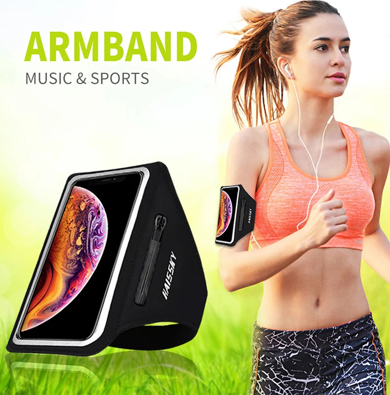 Zipper Running Sport Armbands For Airpods Pro Belt Pouch For iPhone 16 15 14 13 12 11 Pro Max 16 Plus Arm Band For Samsung S24