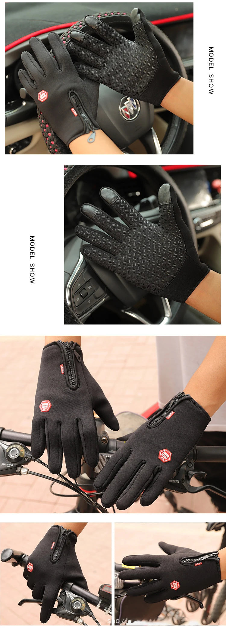 Men's Cycling Gloves Winter Touchscreen Warm Women Bicycle Gym Outdoor Driving Motorcycle Waterproof Thermal Non-Slip Gloves