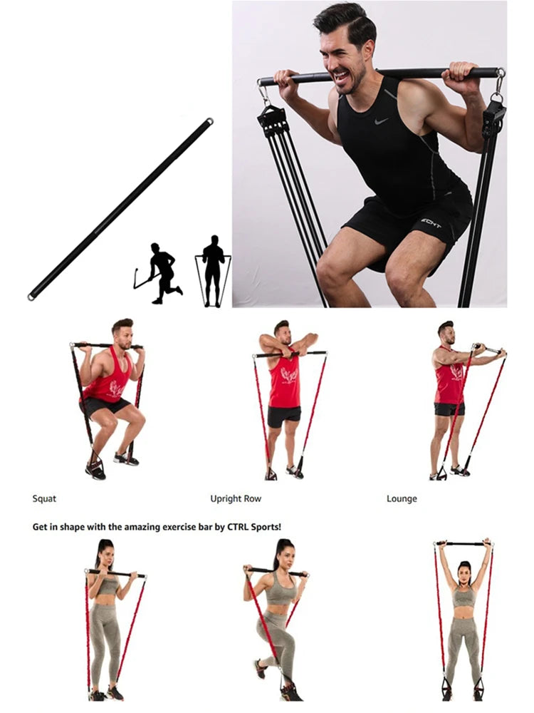 Workout Bar Fitness Resistance Bands Set Pilates Yoga Pull Rope Exercise Training Expander Gym Equipment for Home Bodybuilding