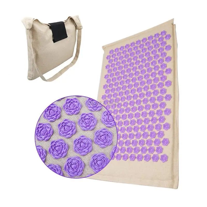 Fitness Yoga Spiky Mat Lotus Acupuncture Massage Mat Bed Pilates Linen Cotton Yoga Massager Cushion for Neck & Back Pain Relief