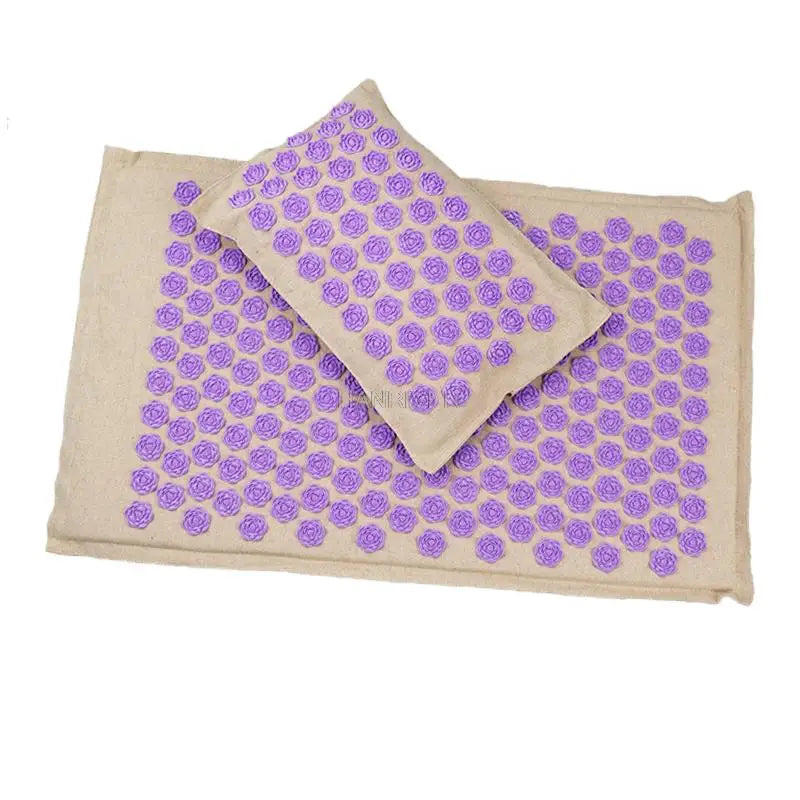 Fitness Yoga Spiky Mat Lotus Acupuncture Massage Mat Bed Pilates Linen Cotton Yoga Massager Cushion for Neck & Back Pain Relief