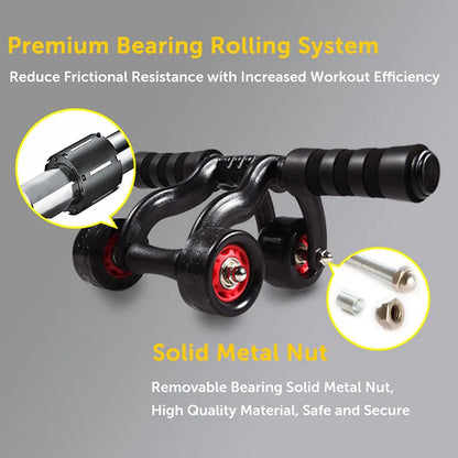 Push Up Abdominal Roller Coaster Body Arm Waist Gym AB Exercise Power Home Fitness Equipment Muscle Trainer Three Wheel Sports