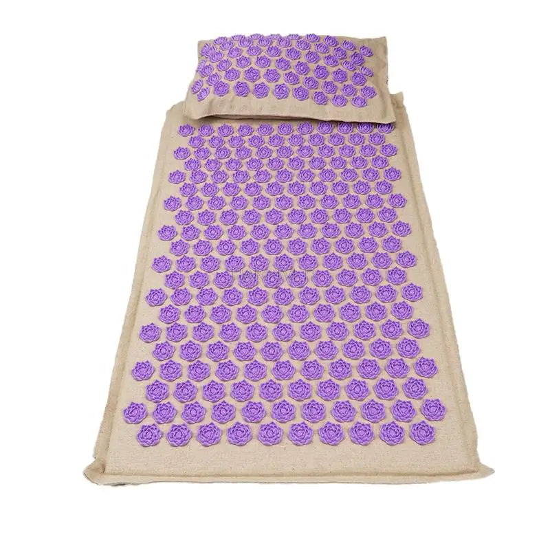 Fitness Yoga Spiky Mat Lotus Acupuncture Massage Mat Bed Pilates Linen Cotton Yoga Massager Cushion for Neck & Back Pain Relief