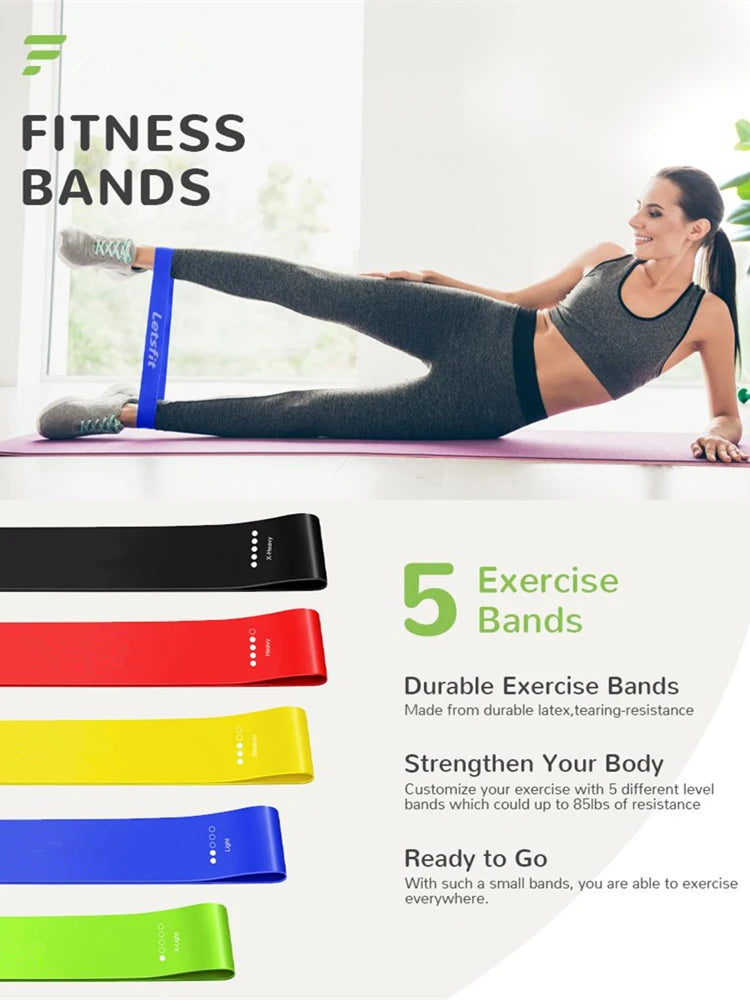 Workout Bar Fitness Resistance Bands Set Pilates Yoga Pull Rope Exercise Training Expander Gym Equipment for Home Bodybuilding