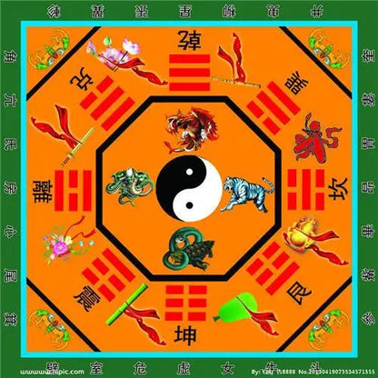 Traditional Taoist Meditation Mat – Ethnic Culture Carpet with Yin Yang & Bagua Diagram, Non-Slip Cushion for Parlor or Tai Chi