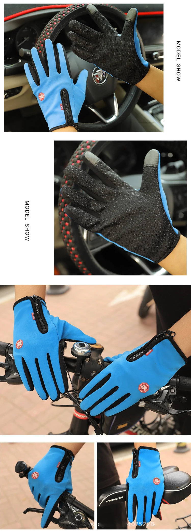 Men's Cycling Gloves Winter Touchscreen Warm Women Bicycle Gym Outdoor Driving Motorcycle Waterproof Thermal Non-Slip Gloves