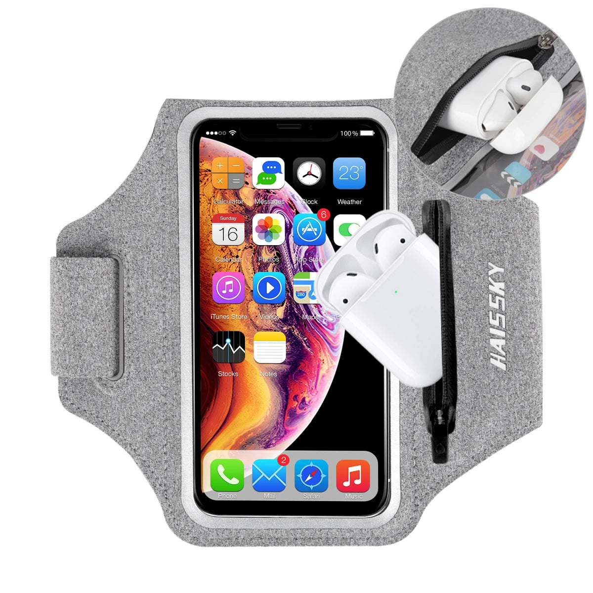 Zipper Running Sport Armbands For Airpods Pro Belt Pouch For iPhone 16 15 14 13 12 11 Pro Max 16 Plus Arm Band For Samsung S24