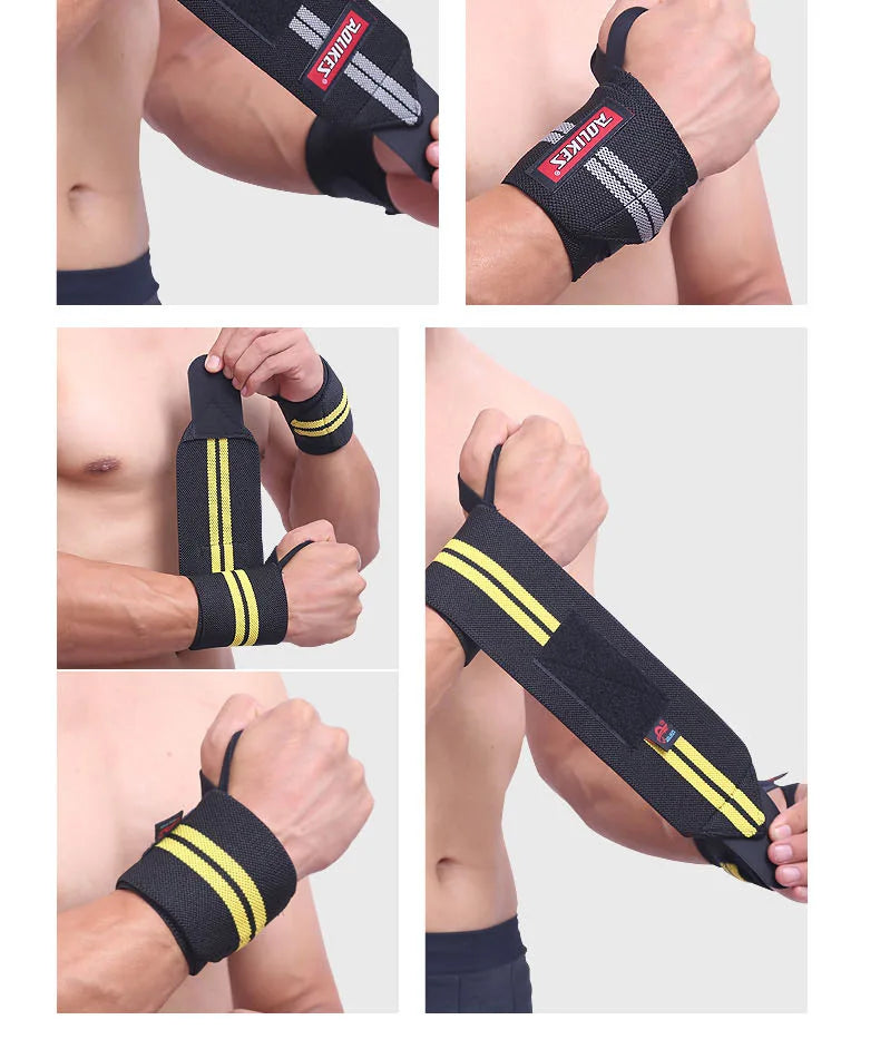 AOLIKES 2Pcs Weightlifting Wrist Straps Gym Wrist Support Wraps Compression Sport Safety Fitness Training carpal tunnel