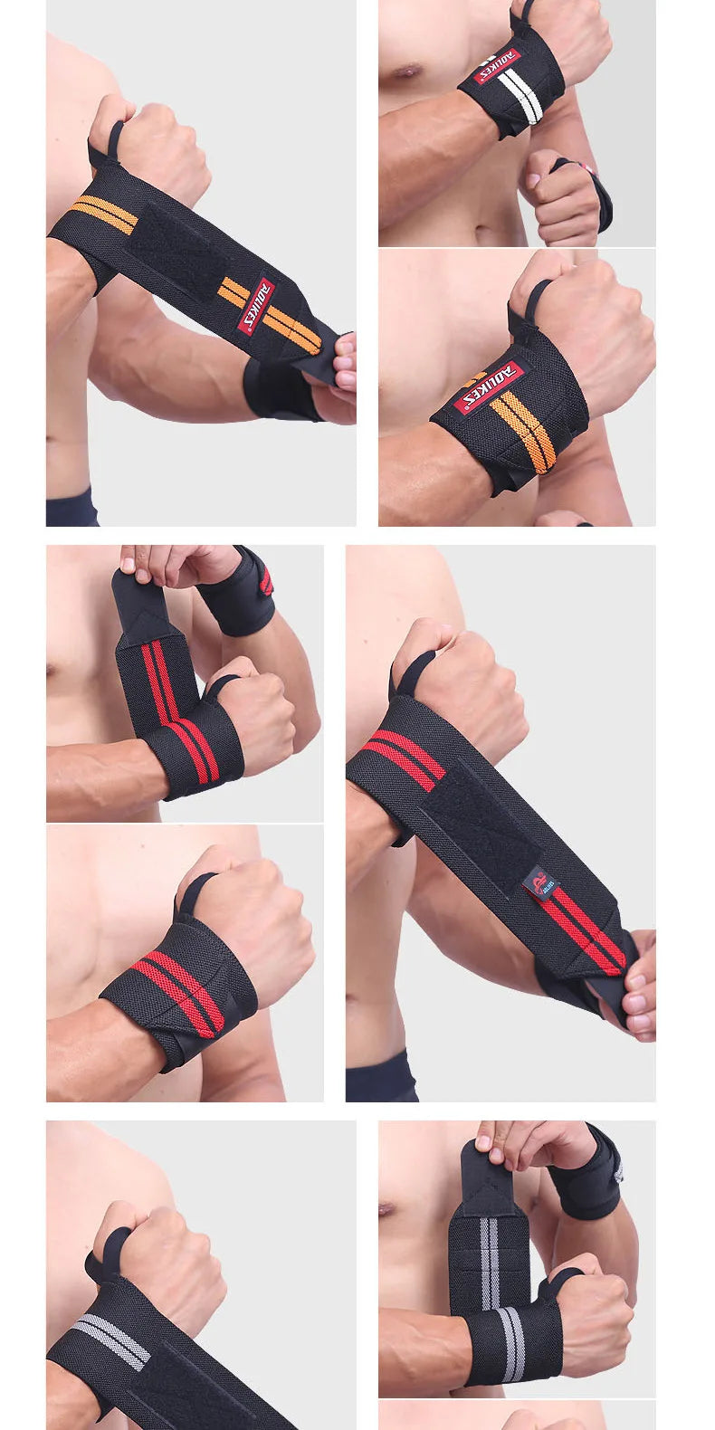 AOLIKES 2Pcs Weightlifting Wrist Straps Gym Wrist Support Wraps Compression Sport Safety Fitness Training carpal tunnel