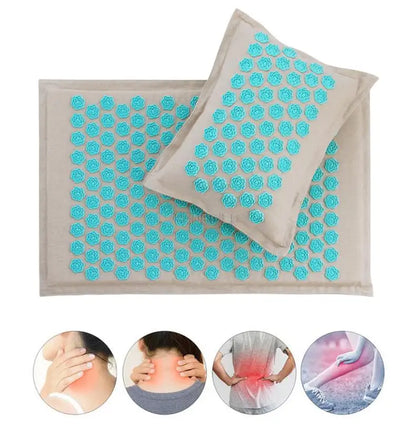 Fitness Yoga Spiky Mat Lotus Acupuncture Massage Mat Bed Pilates Linen Cotton Yoga Massager Cushion for Neck & Back Pain Relief