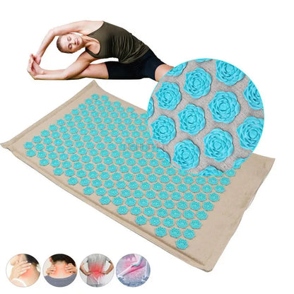 Fitness Yoga Spiky Mat Lotus Acupuncture Massage Mat Bed Pilates Linen Cotton Yoga Massager Cushion for Neck & Back Pain Relief