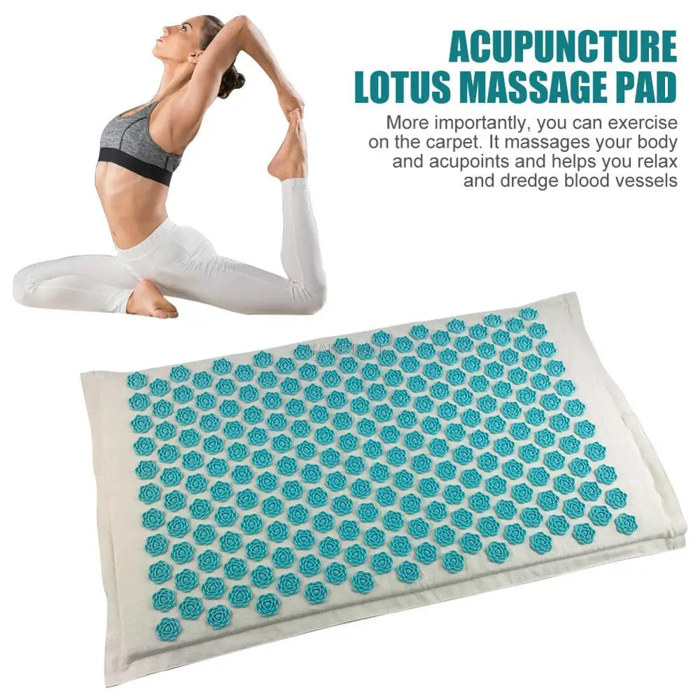 Fitness Yoga Spiky Mat Lotus Acupuncture Massage Mat Bed Pilates Linen Cotton Yoga Massager Cushion for Neck & Back Pain Relief