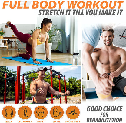 Workout Bar Fitness Resistance Bands Set Pilates Yoga Pull Rope Exercise Training Expander Gym Equipment for Home Bodybuilding