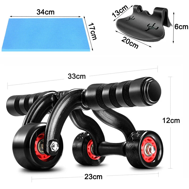 Push Up Abdominal Roller Coaster Body Arm Waist Gym AB Exercise Power Home Fitness Equipment Muscle Trainer Three Wheel Sports