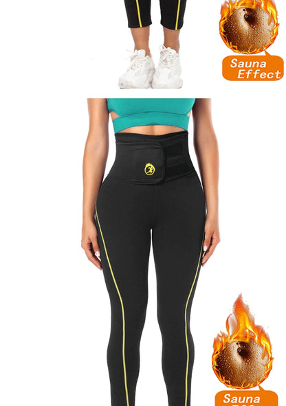 SEXYWG Women Sauna Pants Waist Trainer Tummy Control Slimming Sweat Leggings Mid Waist Weight Loss Trousers Workout Running