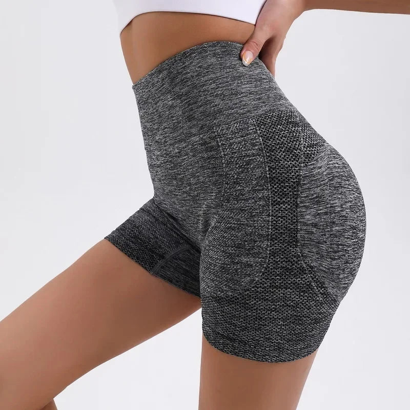 Women Yoga Shorts High Waist Butt Lifting Workout Fitness Tights Tummy Control Gym Running Stretched Pants Casual Sportswear