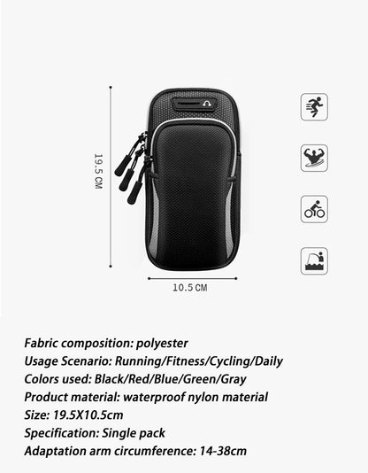 Universal Armband Sport Phone Bag For Running Arm Phone Holder Sports Mobile Case Hand for iPhone Xiaomi Huawei Under 6.5" 7.2