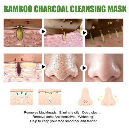 Bamboo Charcoal Facial Blackhead Remover Mask Deep Cleansing Shrink Pore Nose Black Dots Peel off Remove Stickers Skin Care