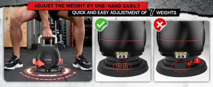 Weight Set-Quickly Adjusts 7 Weights(5lb-44lb), Ergonomic kettlebell sets for Home Gym