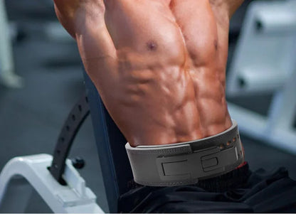Double Row Cowhide Weightlifting Belt Leather Powerlifting Belt Women Men Functional Workout Gym  Adjustable Waist Support