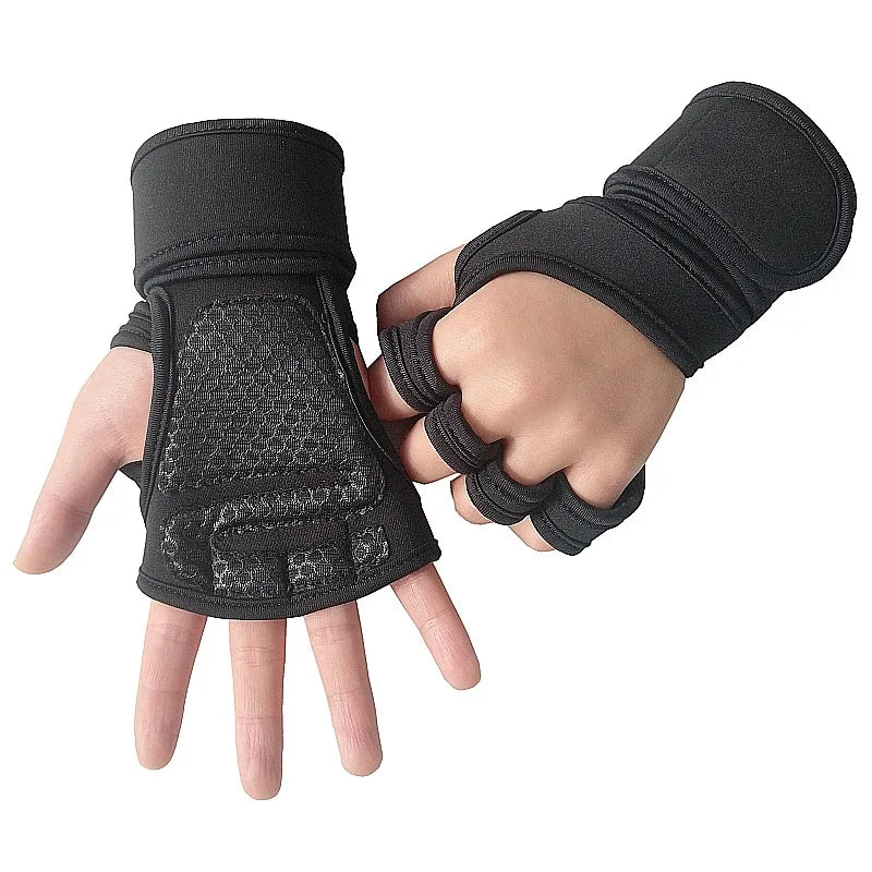 New 1 Pair Weight Lifting Training Gloves Women Men Fitness Sports Body Building Gymnastics Grips Gym Hand Palm Protector Gloves