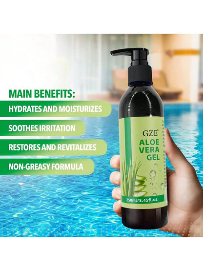GZE Aloe Vera Gel Boosts Skin Vitality & Hair Hydration & Frizz Control, Sensitive Skin Deeply Moisturizes & Nourishes